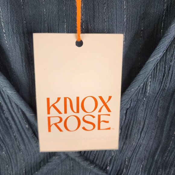 Womens Knox Rose Blue Peplum Top Blouse Long Sleeve V Neck gathered waist XL - Picture 6 of 13